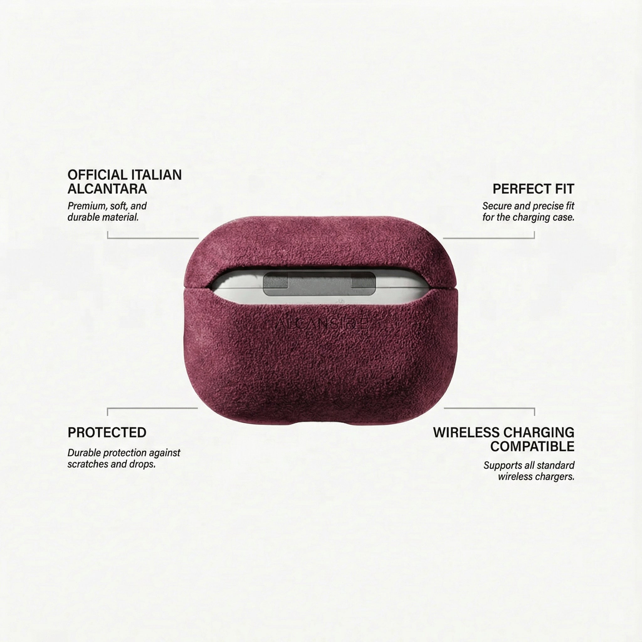 AirPods Pro Alcantara Case - Wine Red - Alcanside