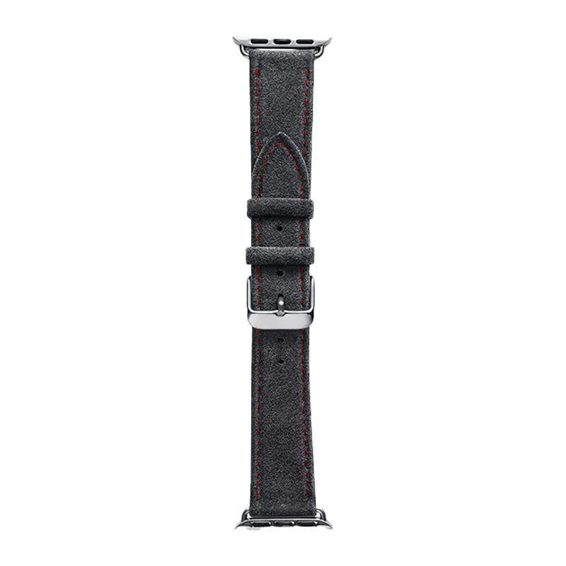 Alcantara Apple Watch Band With Buckle - Space Grey With Red Stitching - 38/40/41/42mm - Alcanside
