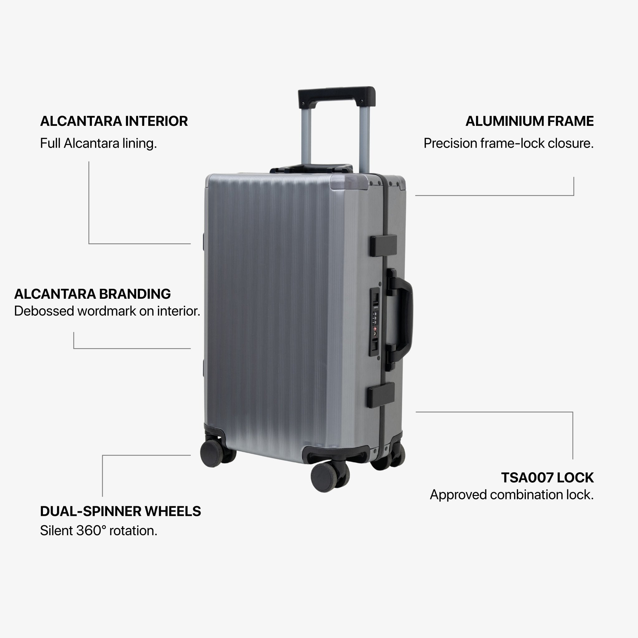Alcantara Cabin Luggage - Space Grey - Alcanside