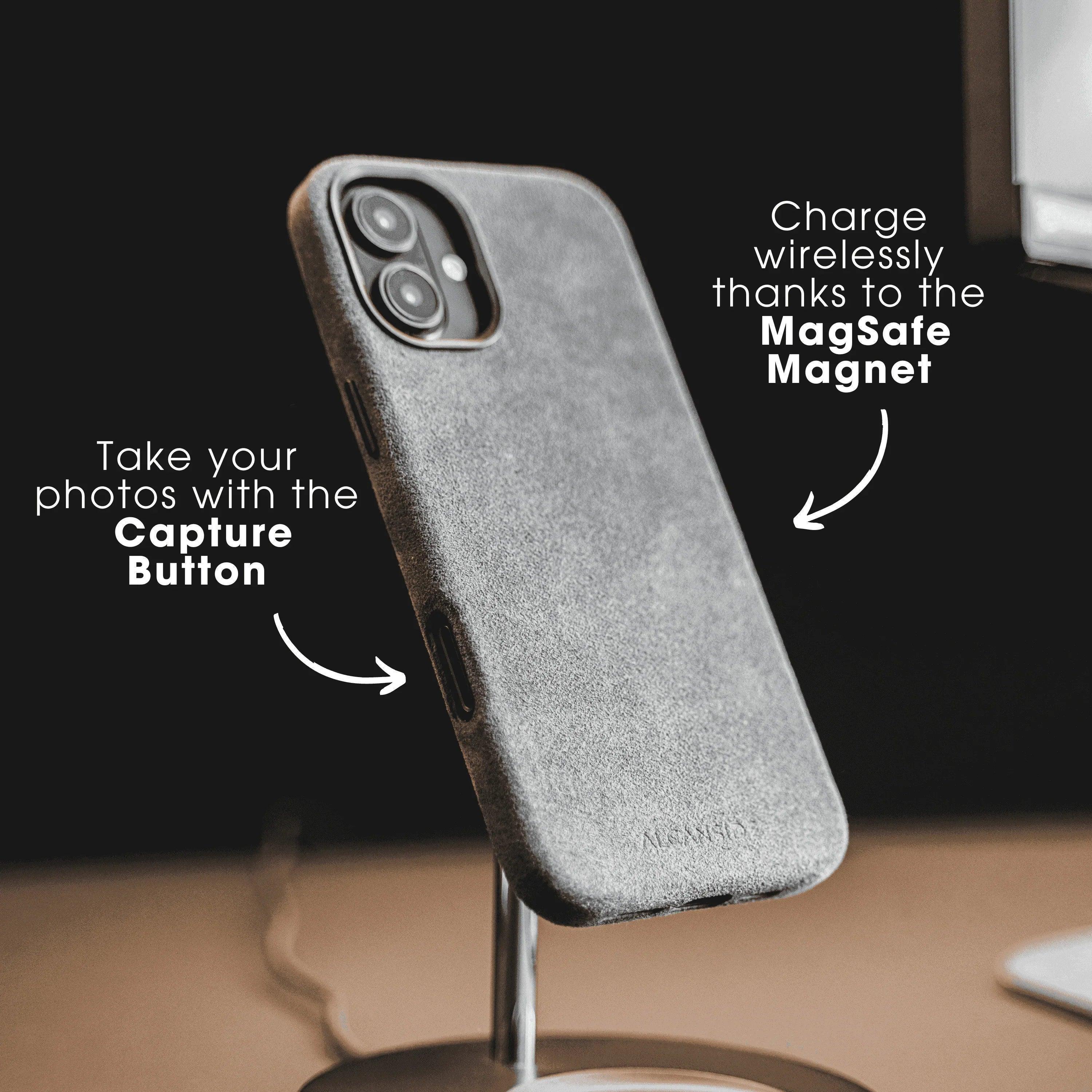 iPhone 16 – Alcantara-Hülle – Space Grau